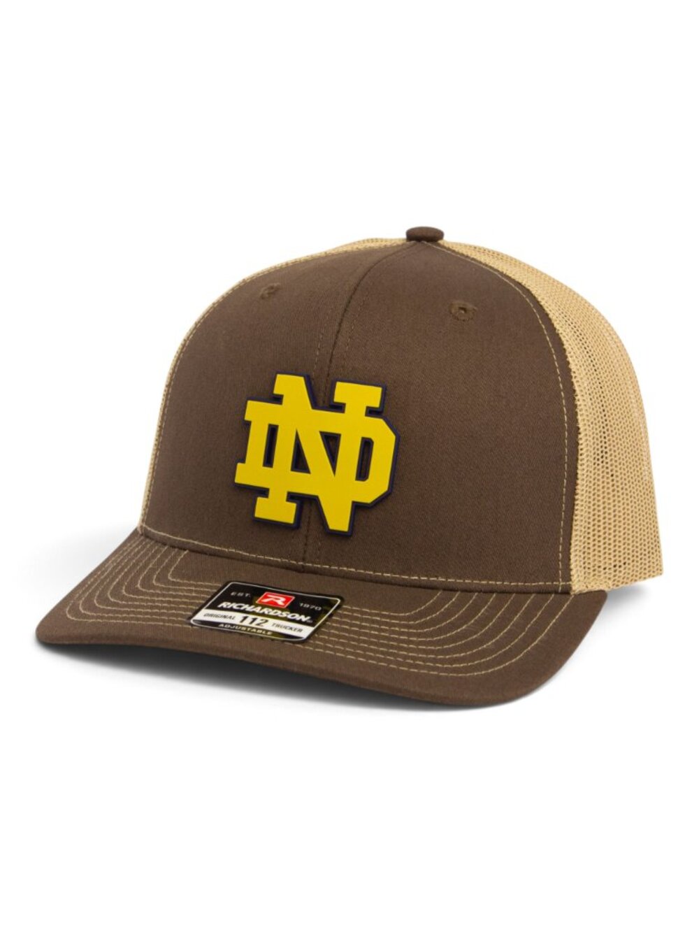 Notre Dame Fighting Irish Gold 3D Snapback Trucker Hat- Brown/ Tan